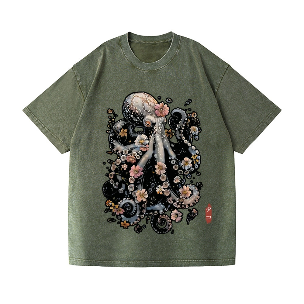 Octopus Vintage Wash Japanese Design T-Shirt
