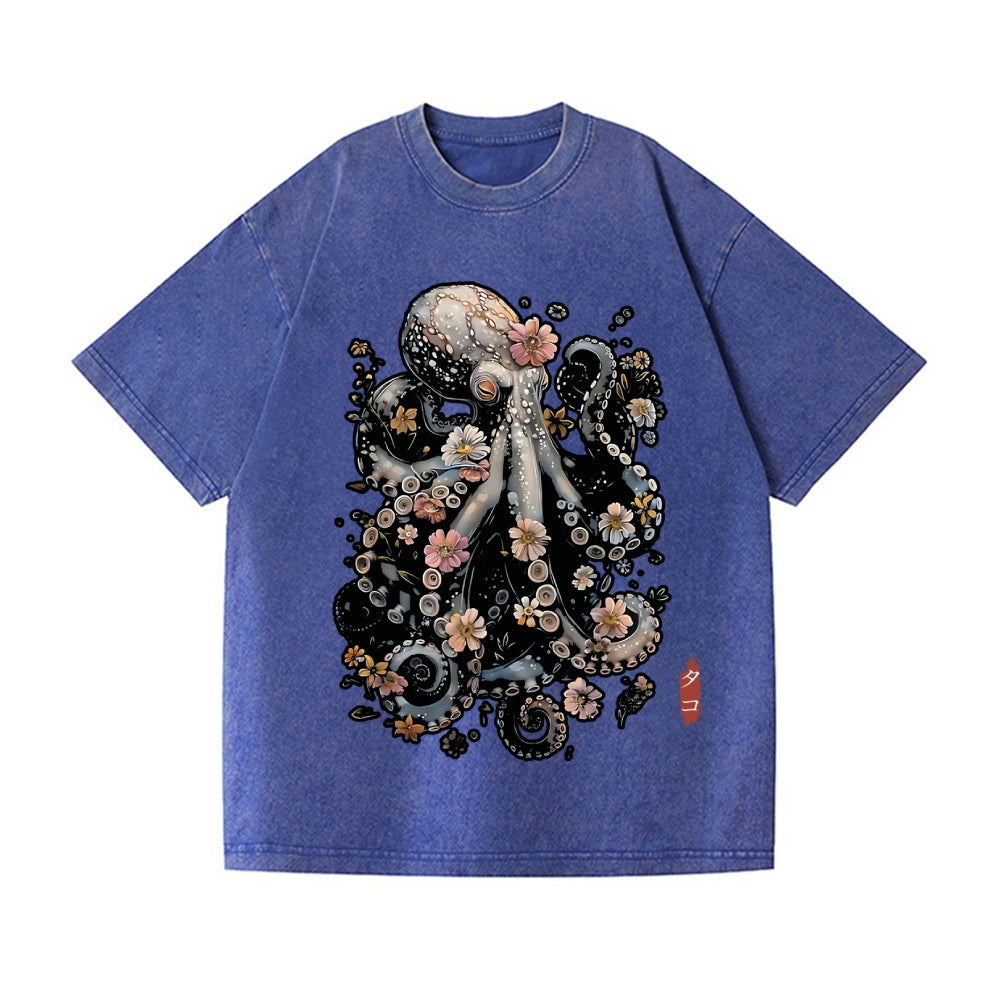 Octopus Vintage Wash Japanese Design T-Shirt