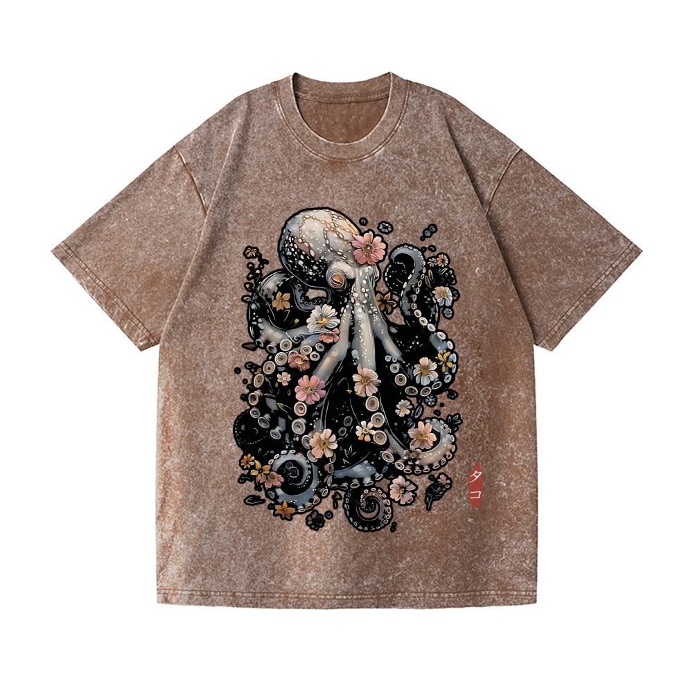 Octopus Vintage Wash Japanese Design T-Shirt