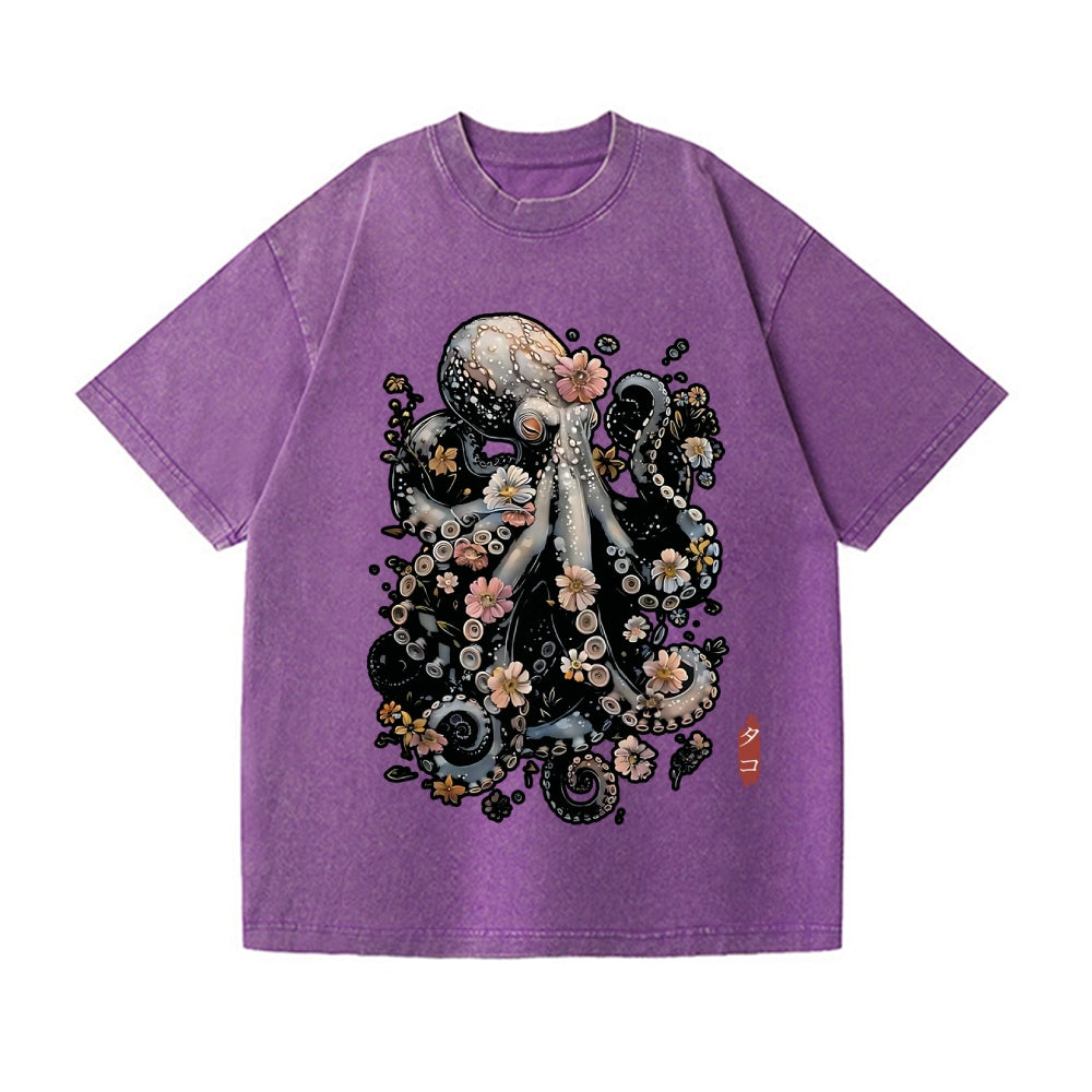 Octopus Vintage Wash Japanese Design T-Shirt