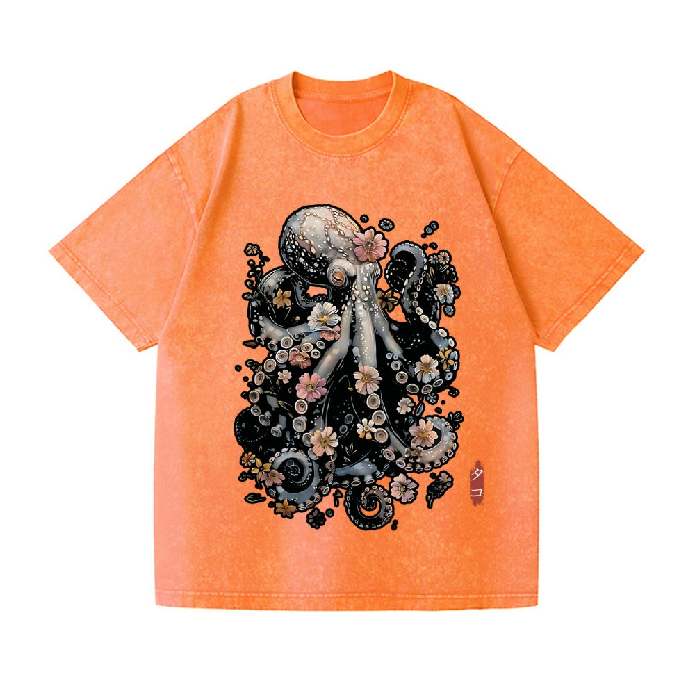 Octopus Vintage Wash Japanese Design T-Shirt