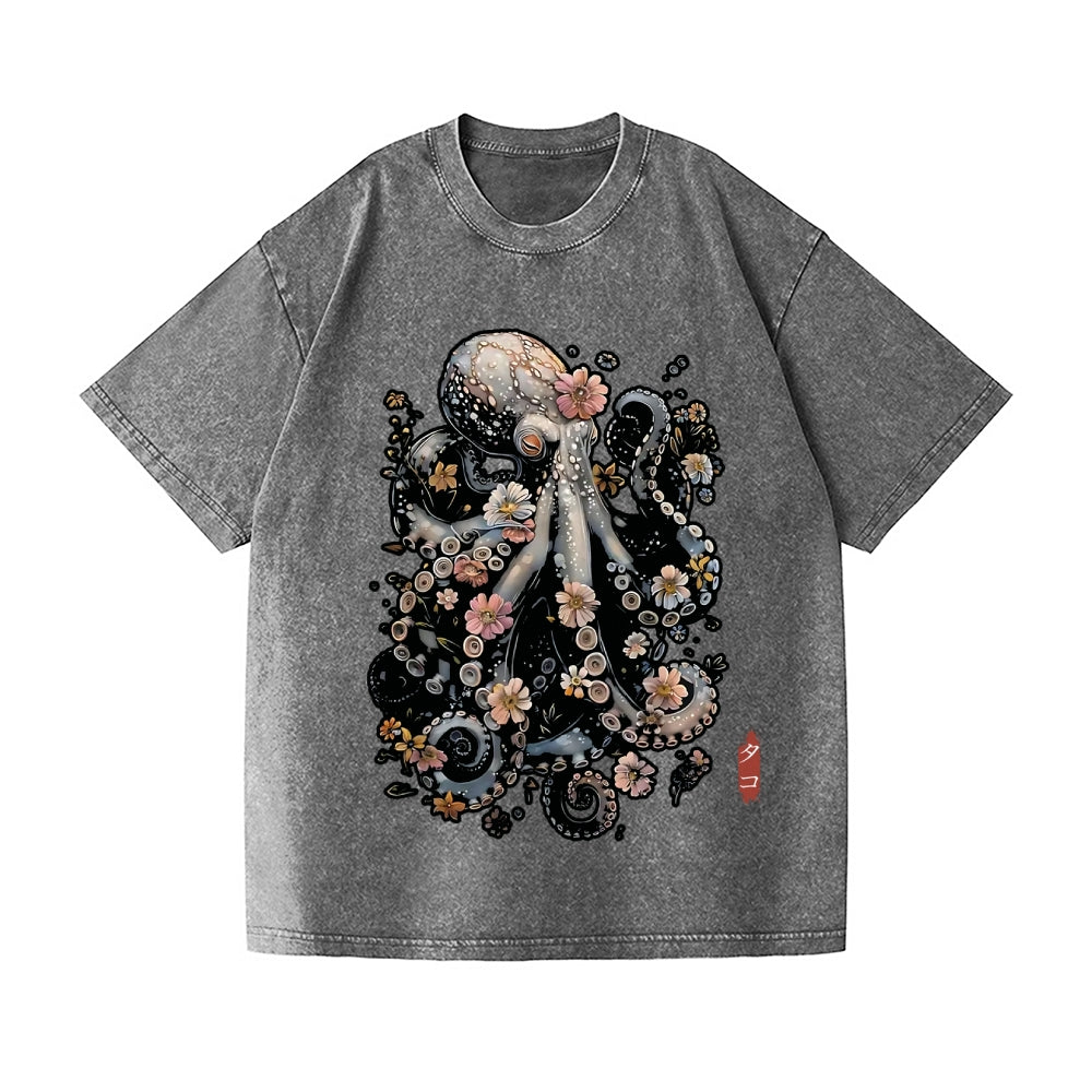 Octopus Vintage Wash Japanese Design T-Shirt