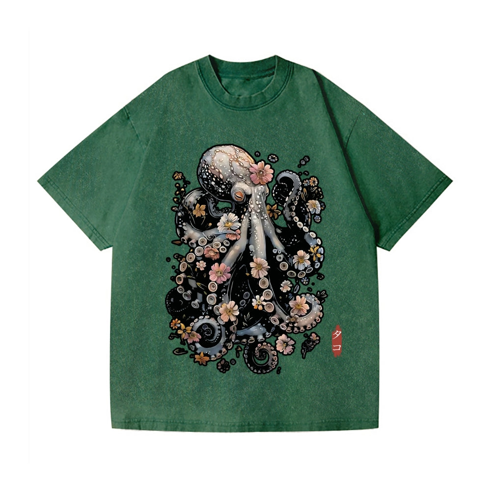 Octopus Vintage Wash Japanese Design T-Shirt
