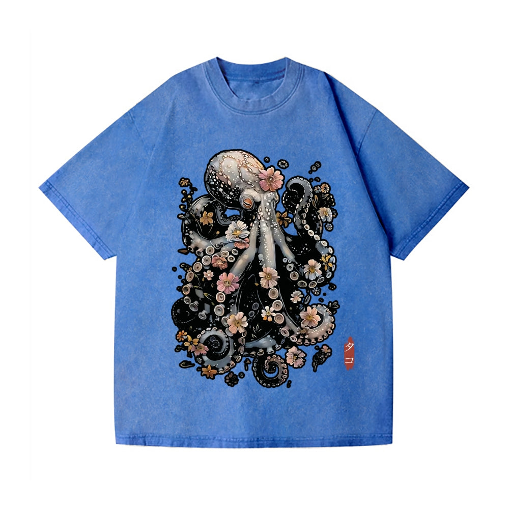Octopus Vintage Wash Japanese Design T-Shirt