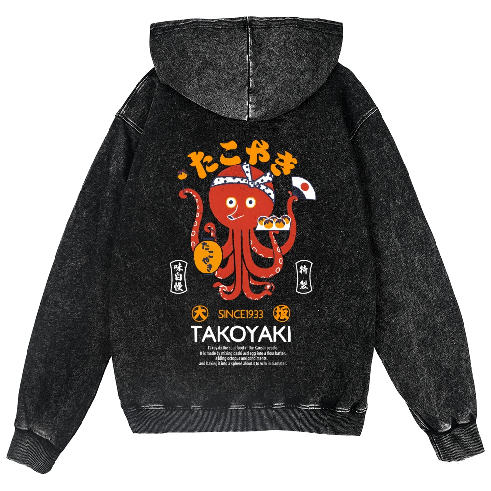 Takoyaki Octopus Vintage Wash Zip Hoodie