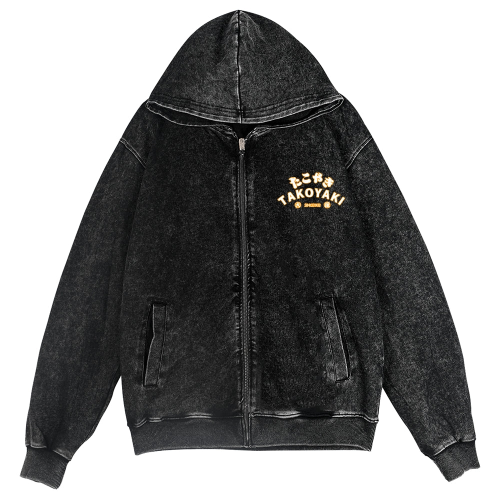 Takoyaki Octopus Vintage Wash Zip Hoodie