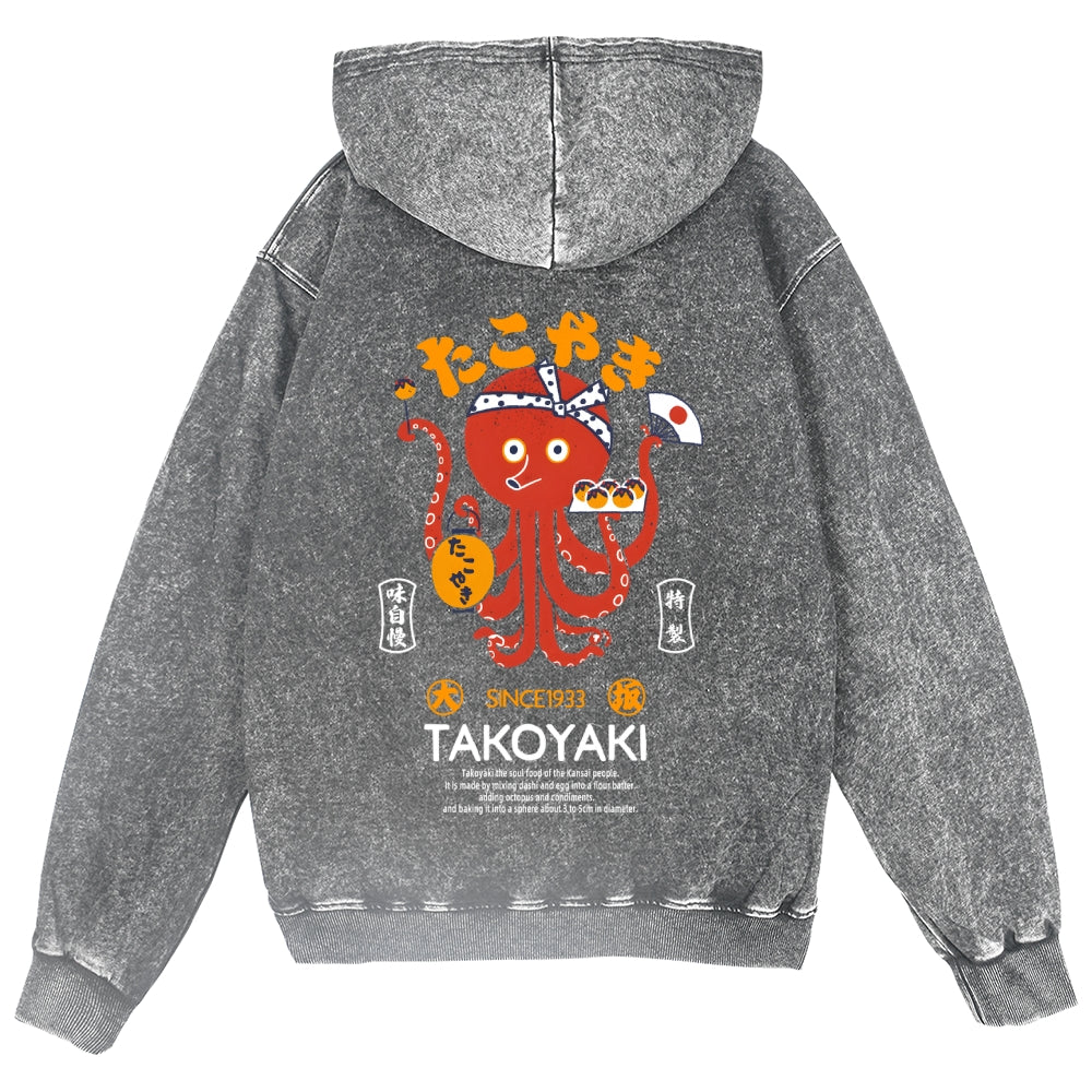 Takoyaki Octopus Vintage Wash Zip Hoodie