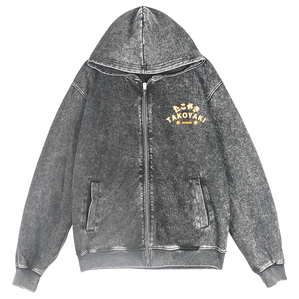 Takoyaki Octopus Vintage Wash Zip Hoodie