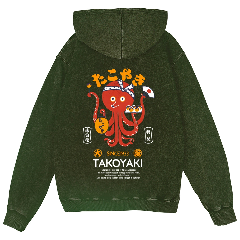 Takoyaki Octopus Vintage Wash Zip Hoodie