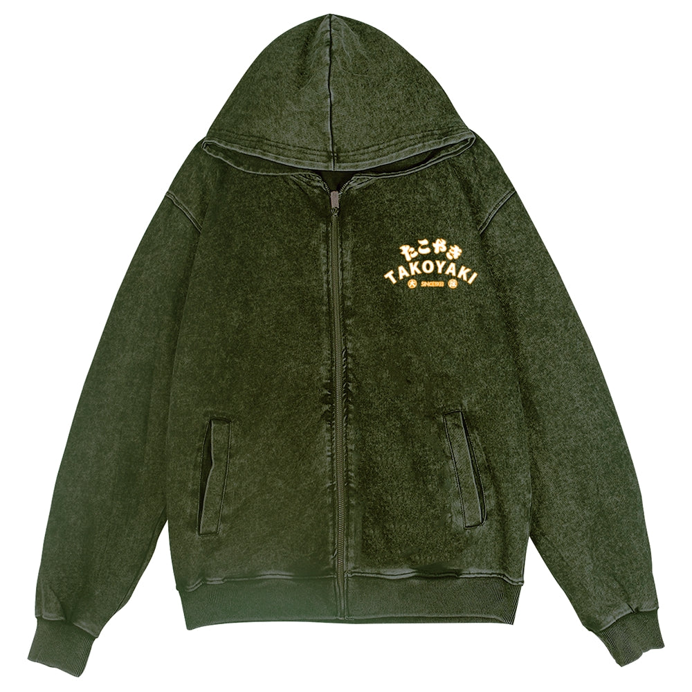 Takoyaki Octopus Vintage Wash Zip Hoodie
