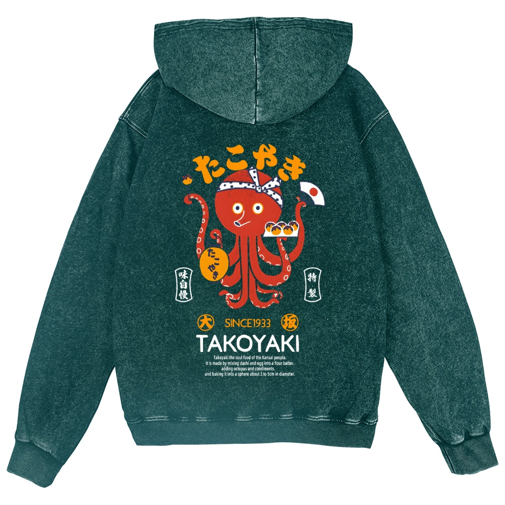 Takoyaki Octopus Vintage Wash Zip Hoodie