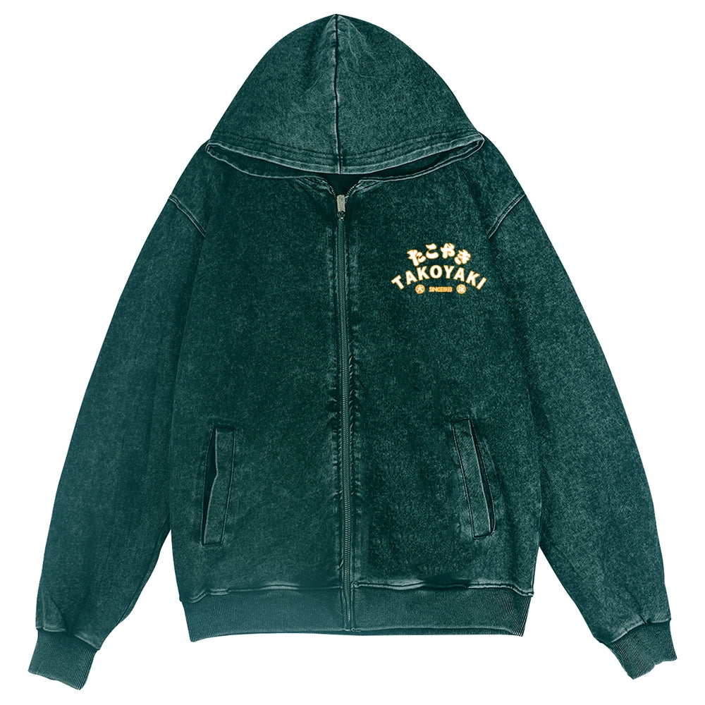 Takoyaki Octopus Vintage Wash Zip Hoodie
