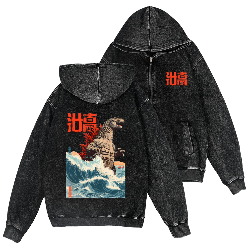 Kaiju Vintage Wash Zip Hoodie