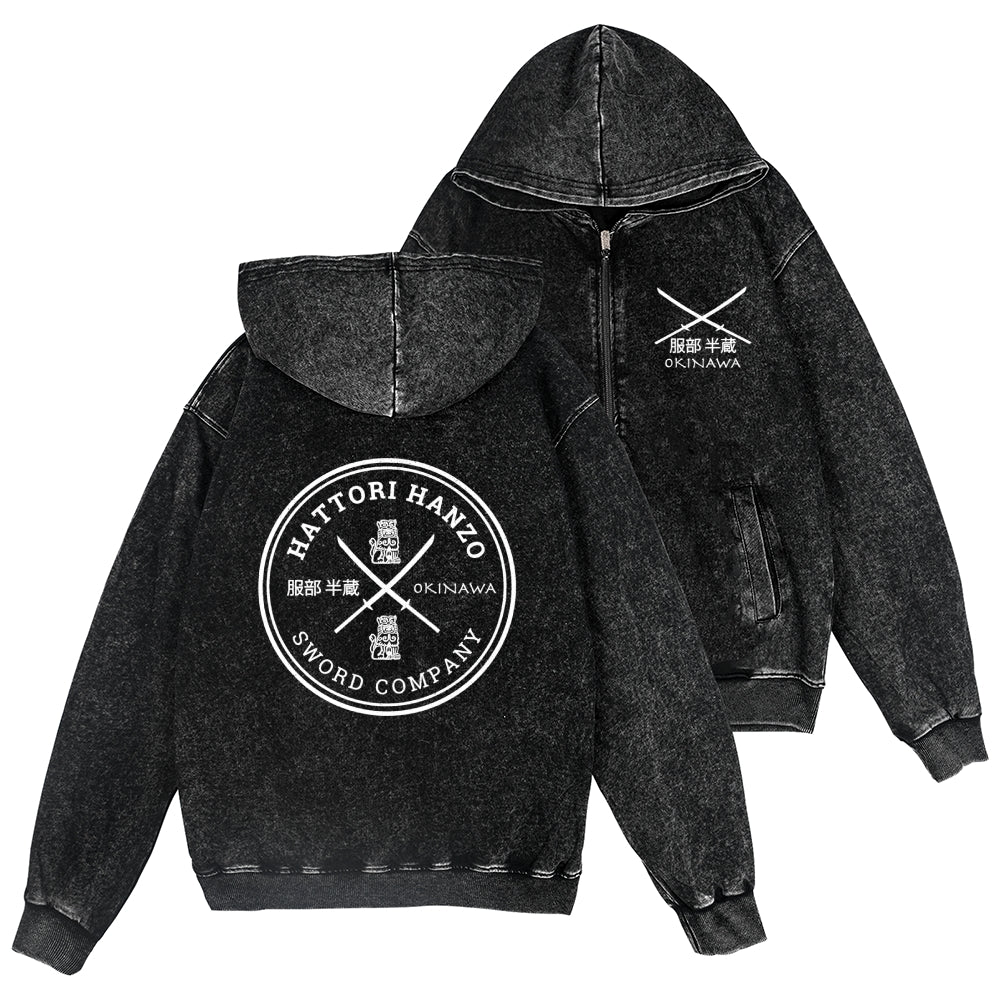 Hattori Hanzo Vintage Wash Zip Hoodie