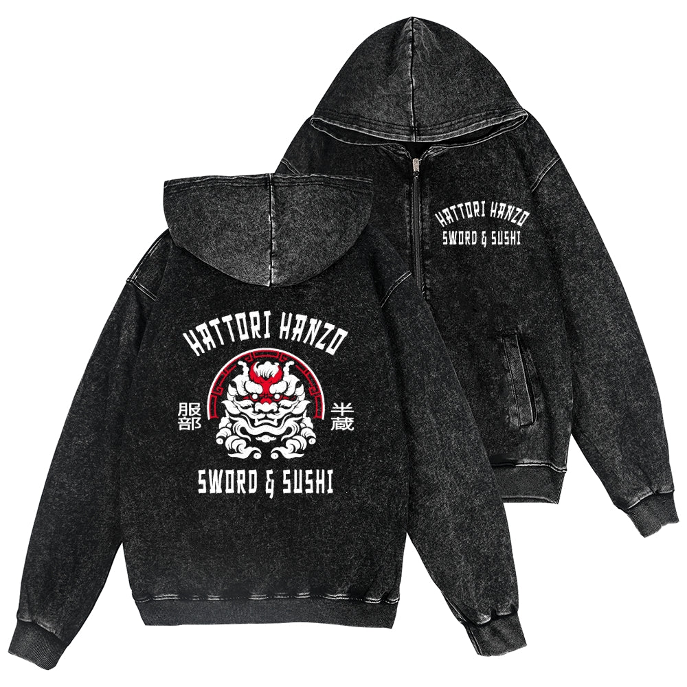 Hattori Hanzo Vintage Wash Zip Hoodie