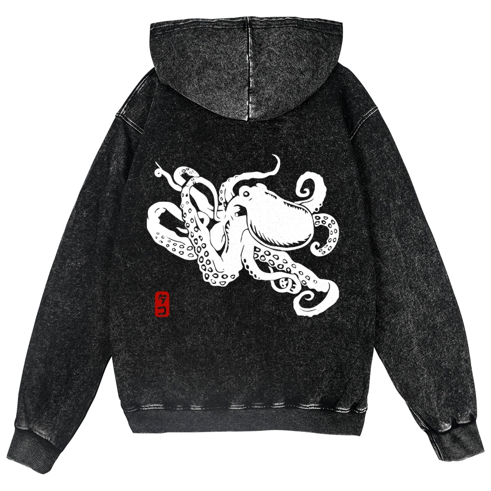 Octopus Vintage Wash Zip Hoodie