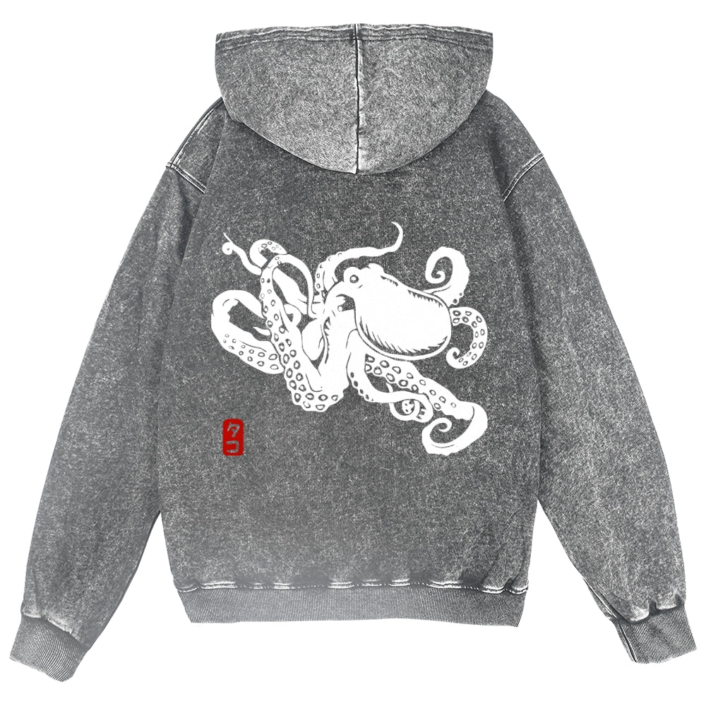 Octopus Vintage Wash Zip Hoodie