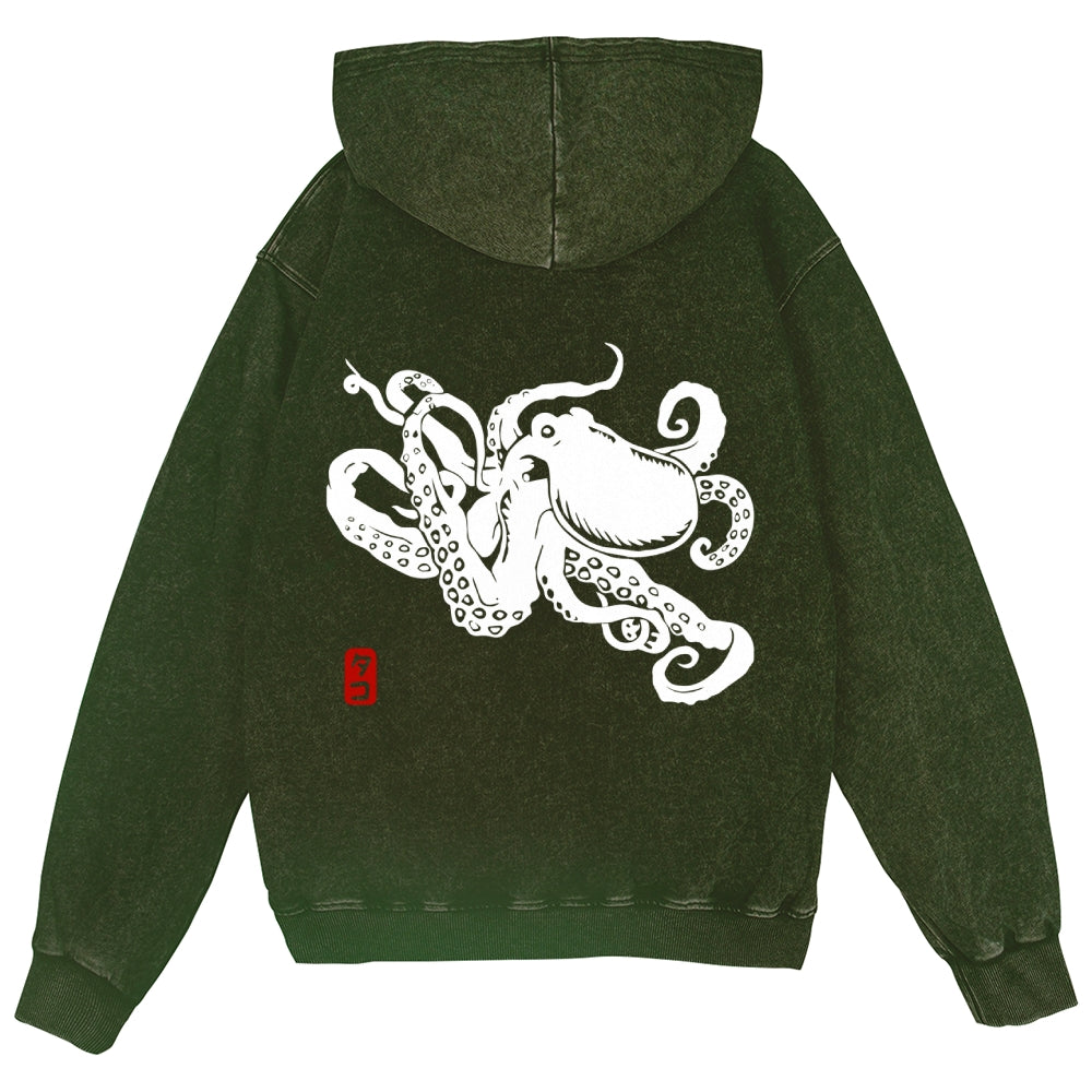 Octopus Vintage Wash Zip Hoodie