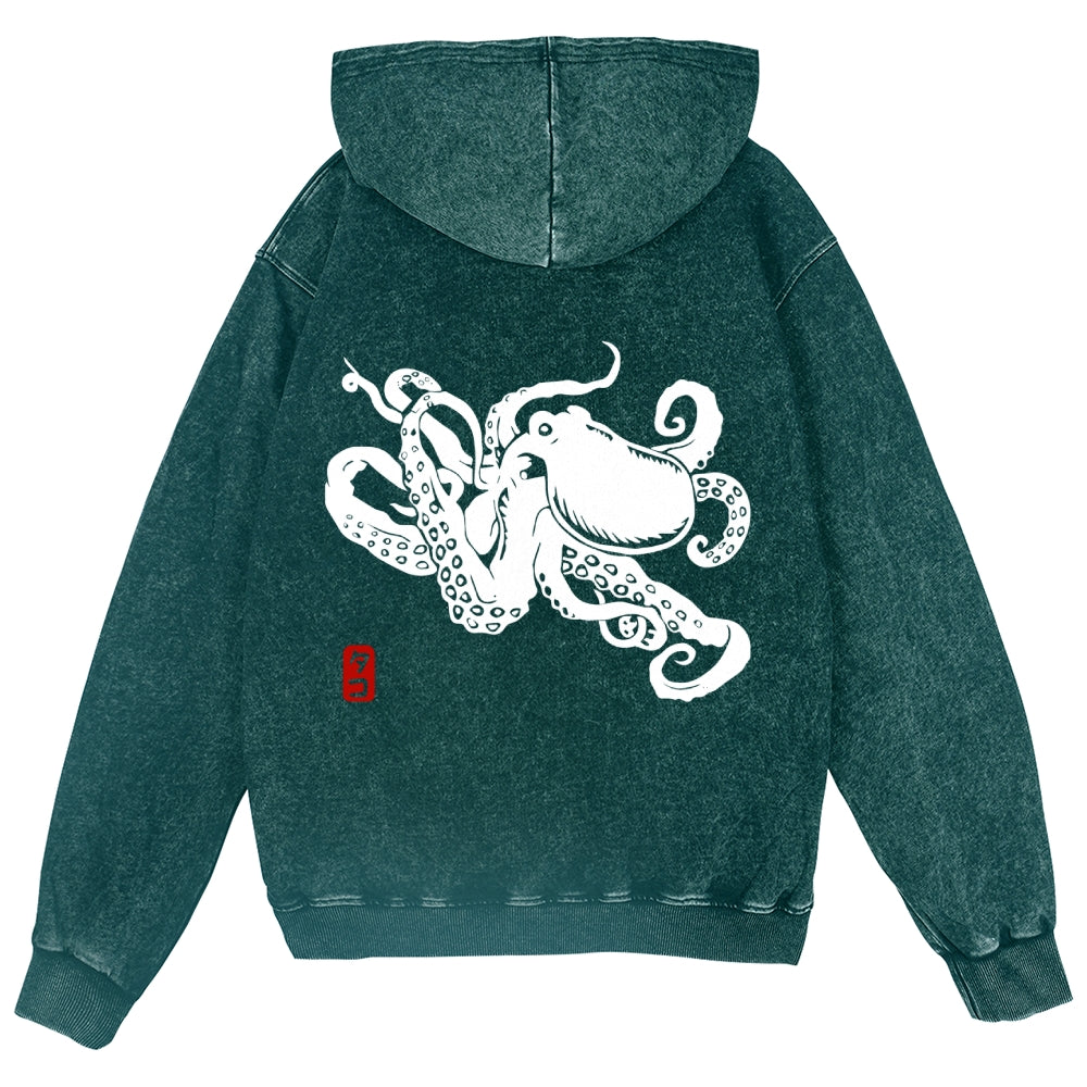 Octopus Vintage Wash Zip Hoodie