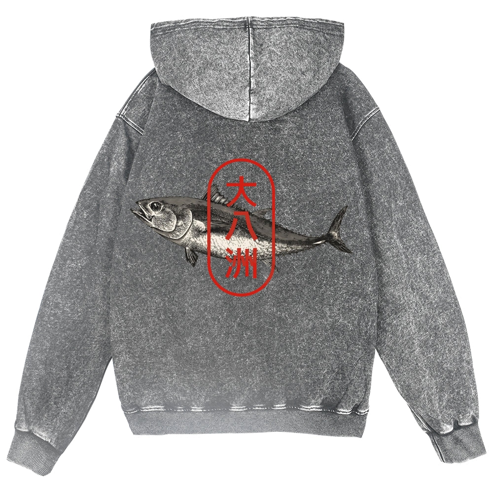 Tuna Fish Vintage Wash Zip Hoodie