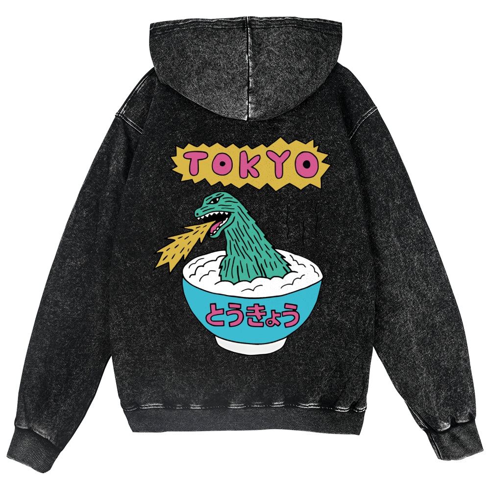 Tokyo Kaiju Vintage Wash Zip Hoodie
