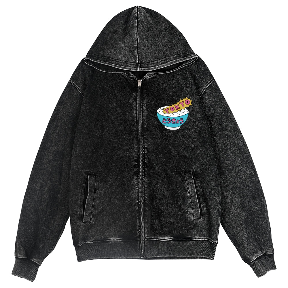Tokyo Kaiju Vintage Wash Zip Hoodie
