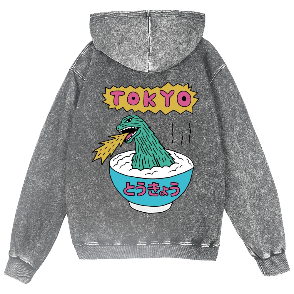 Tokyo Kaiju Vintage Wash Zip Hoodie