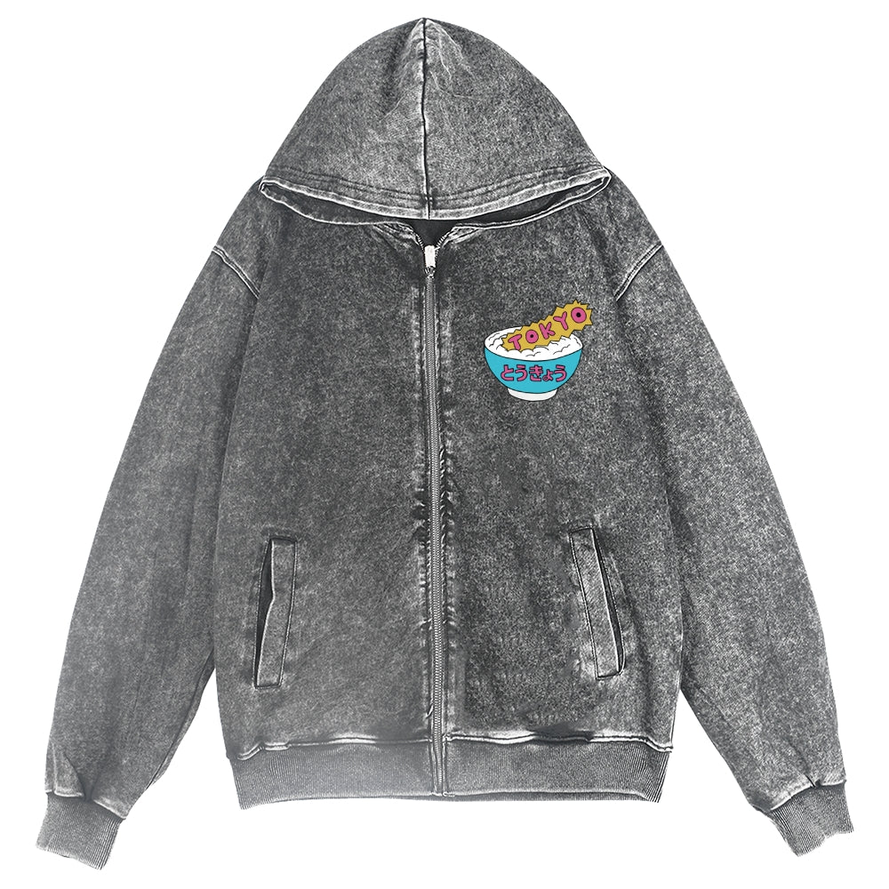 Tokyo Kaiju Vintage Wash Zip Hoodie