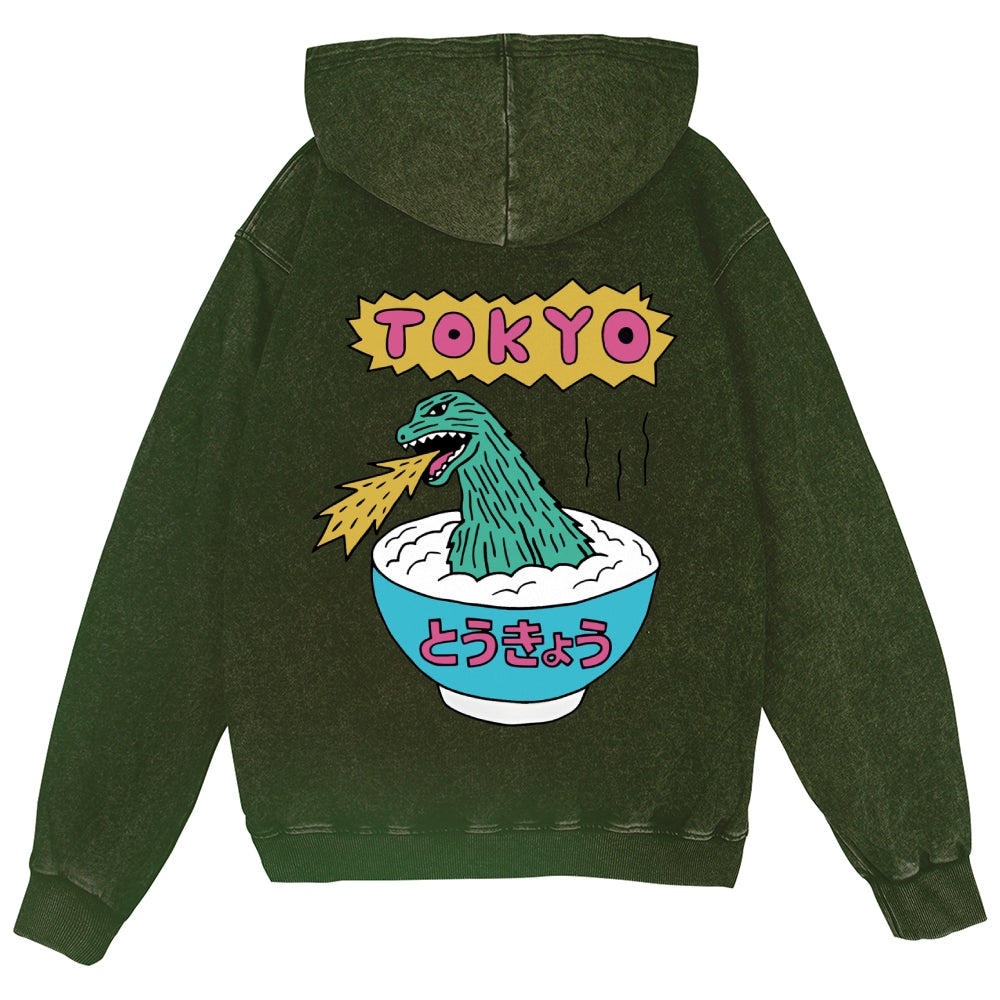 Tokyo Kaiju Vintage Wash Zip Hoodie