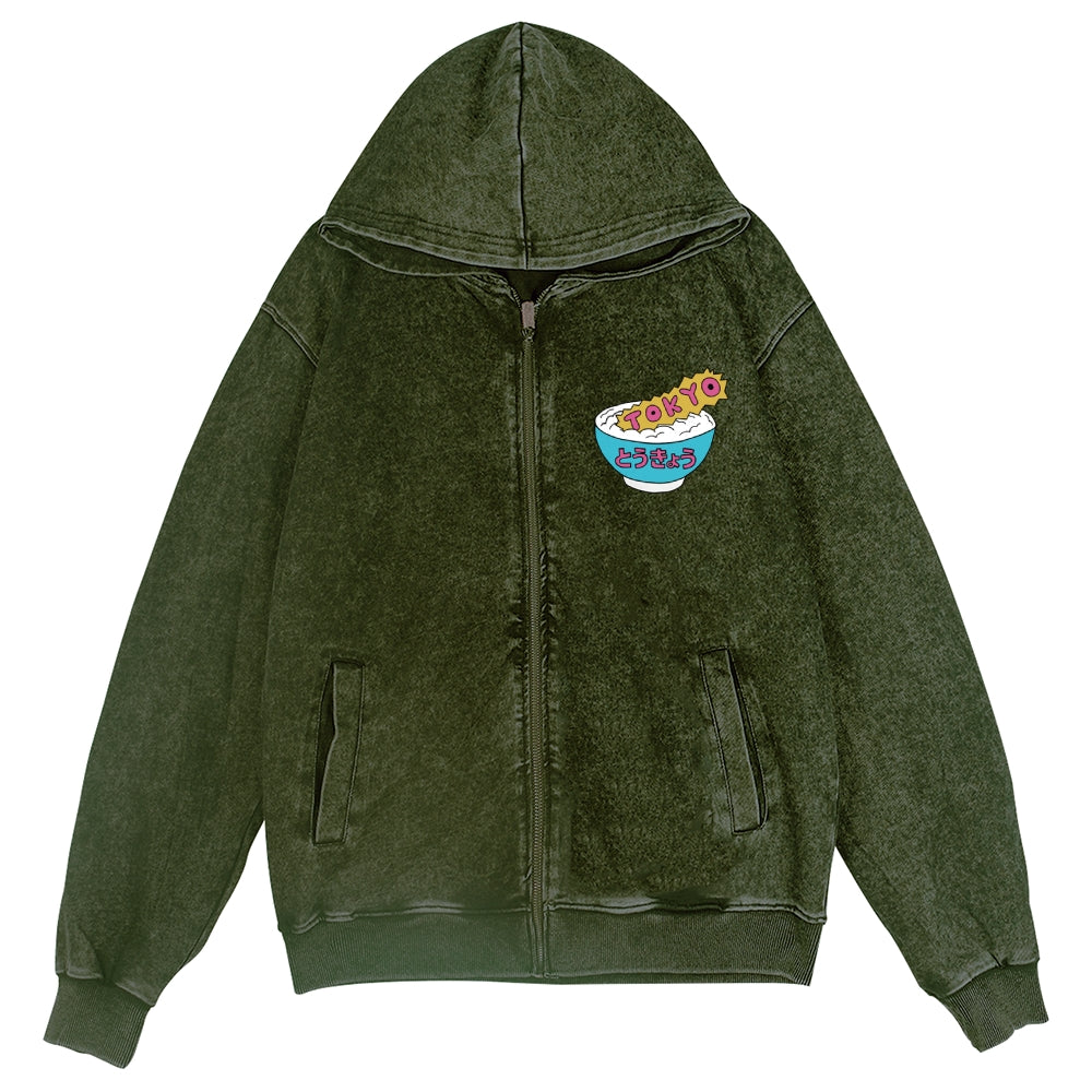 Tokyo Kaiju Vintage Wash Zip Hoodie