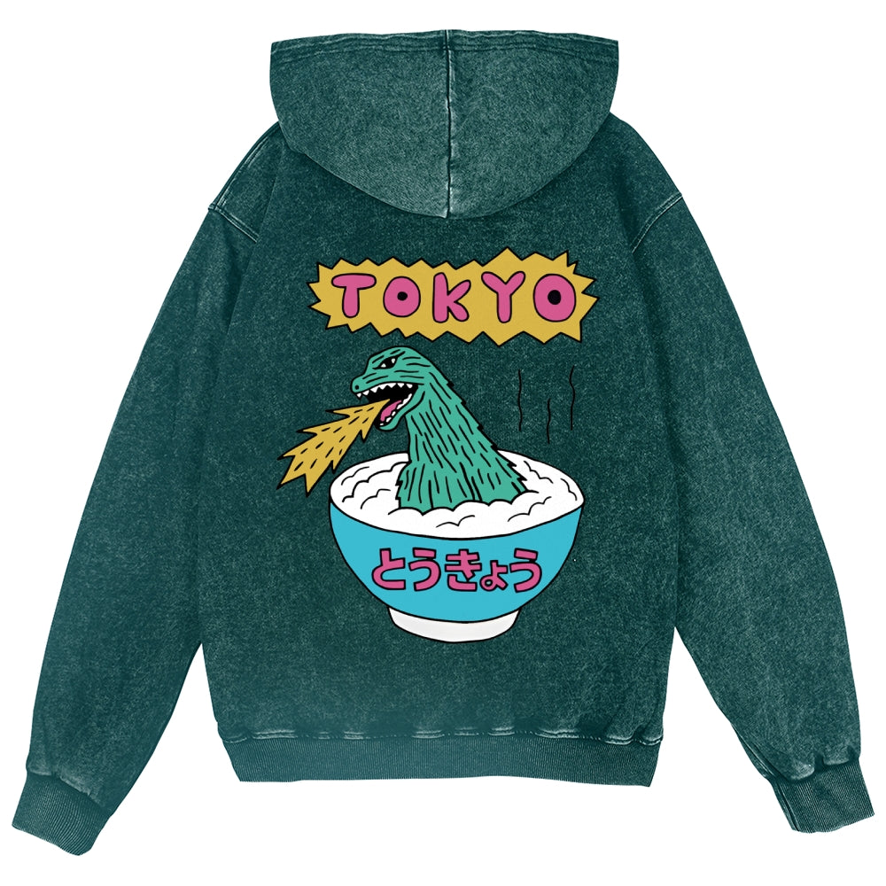 Tokyo Kaiju Vintage Wash Zip Hoodie