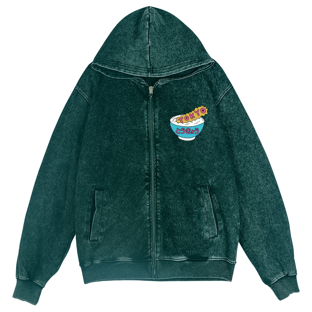Tokyo Kaiju Vintage Wash Zip Hoodie