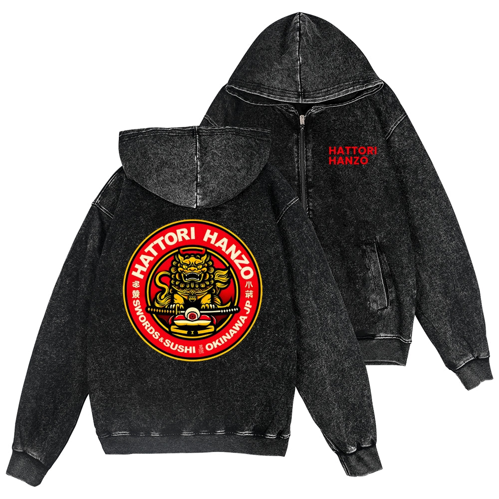 Hattori Hanzo Vintage Wash Zip Hoodie