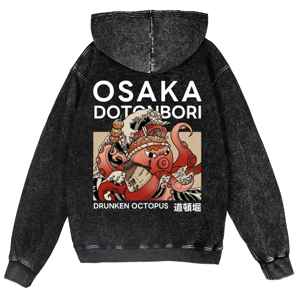 Osaka Octopus Vintage Wash Zip Hoodie