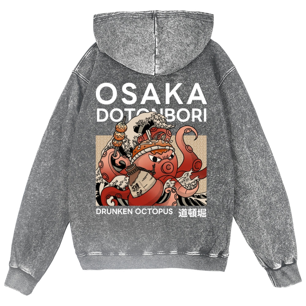Osaka Octopus Vintage Wash Zip Hoodie