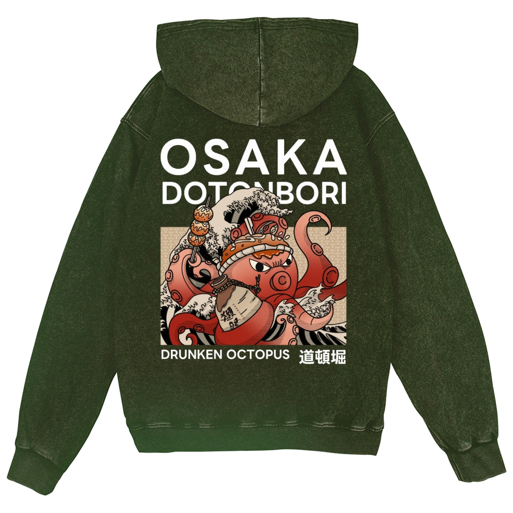 Osaka Octopus Vintage Wash Zip Hoodie