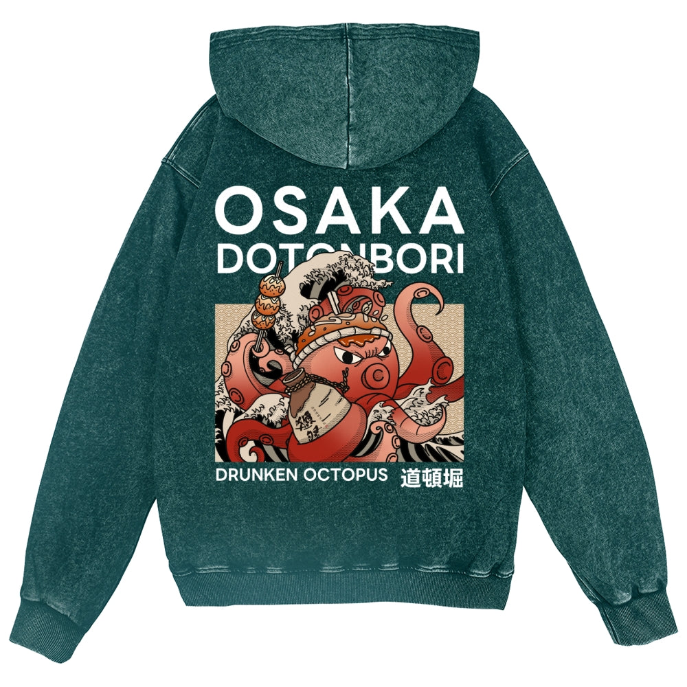 Osaka Octopus Vintage Wash Zip Hoodie