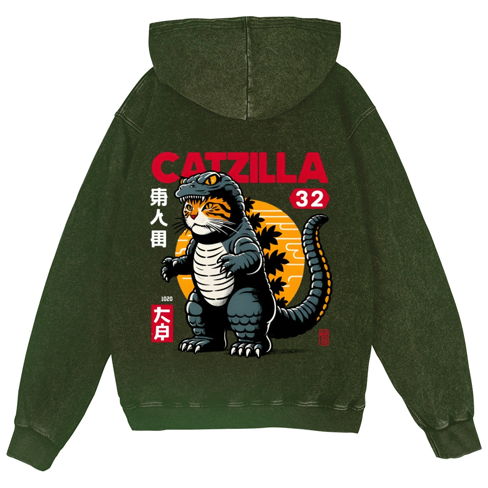 Cat Kaiju Vintage Wash Zip Hoodie