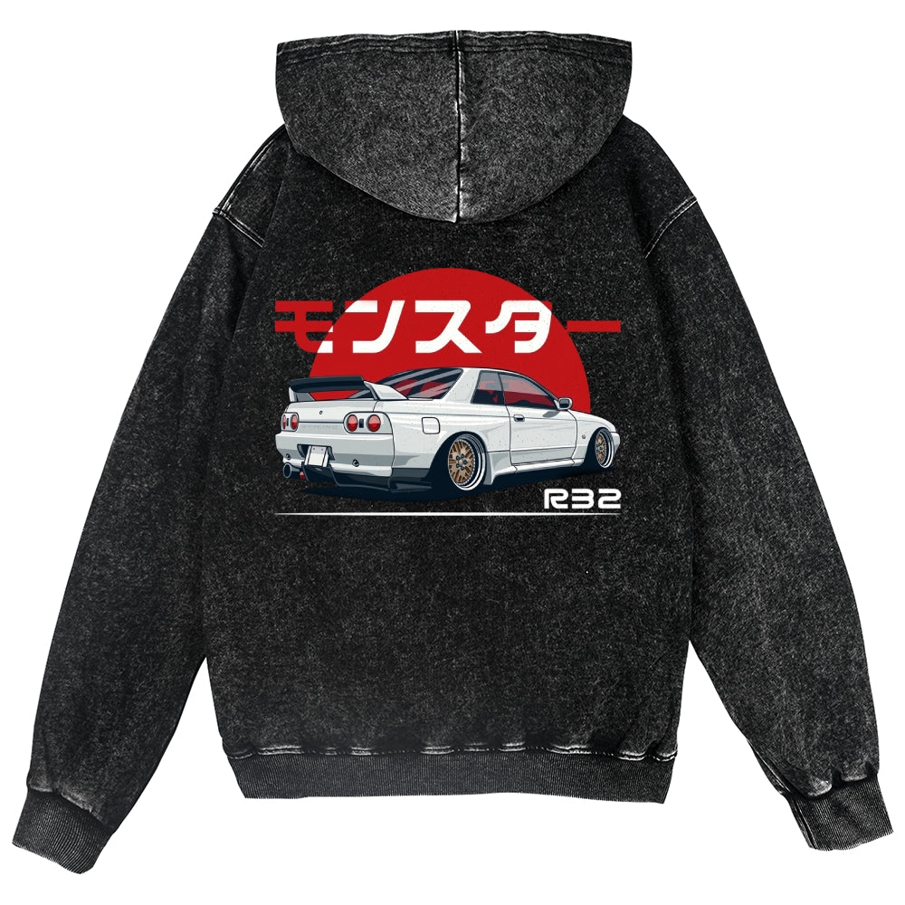 Car Vintage Wash Zip Hoodie