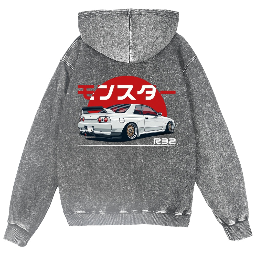 Car Vintage Wash Zip Hoodie