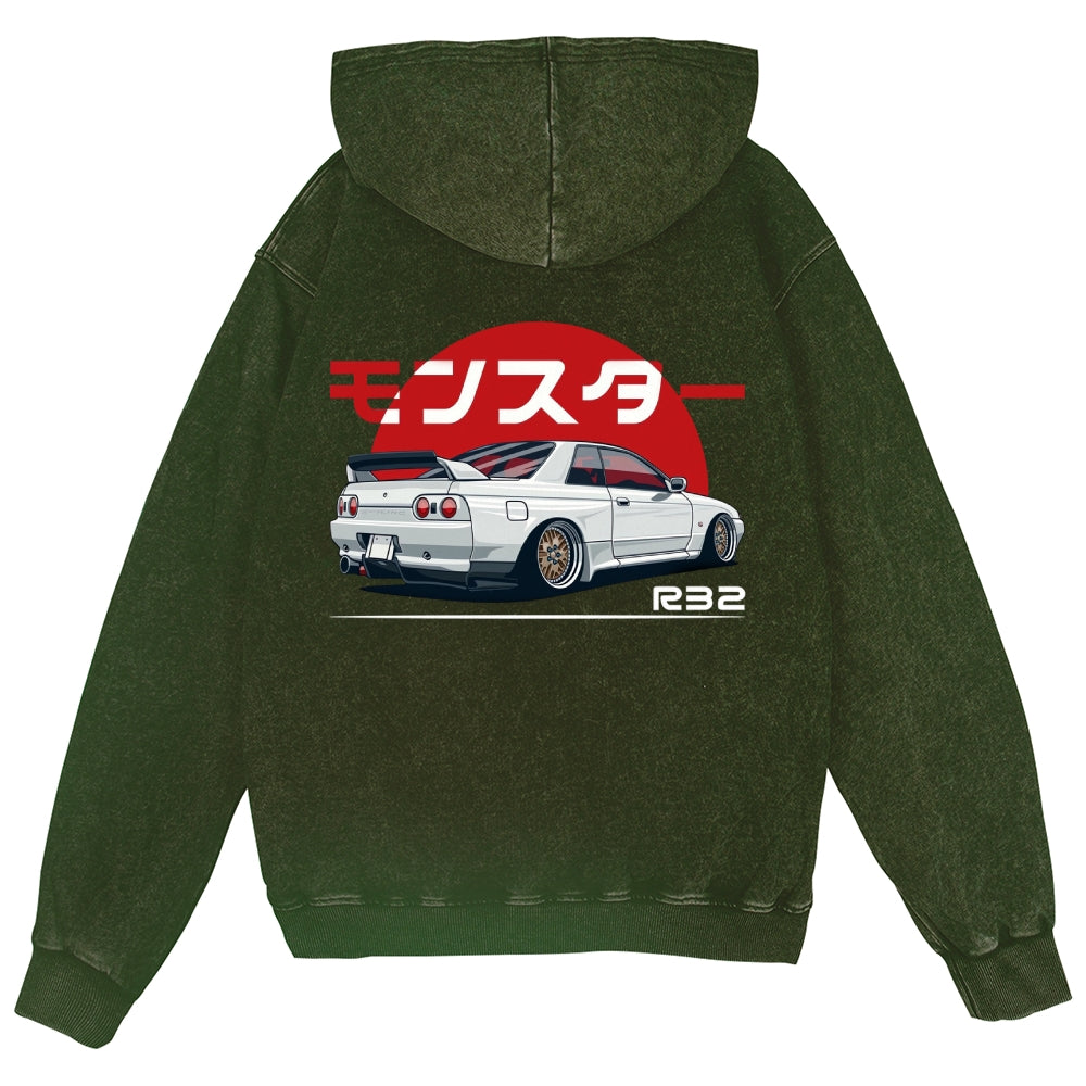 Car Vintage Wash Zip Hoodie