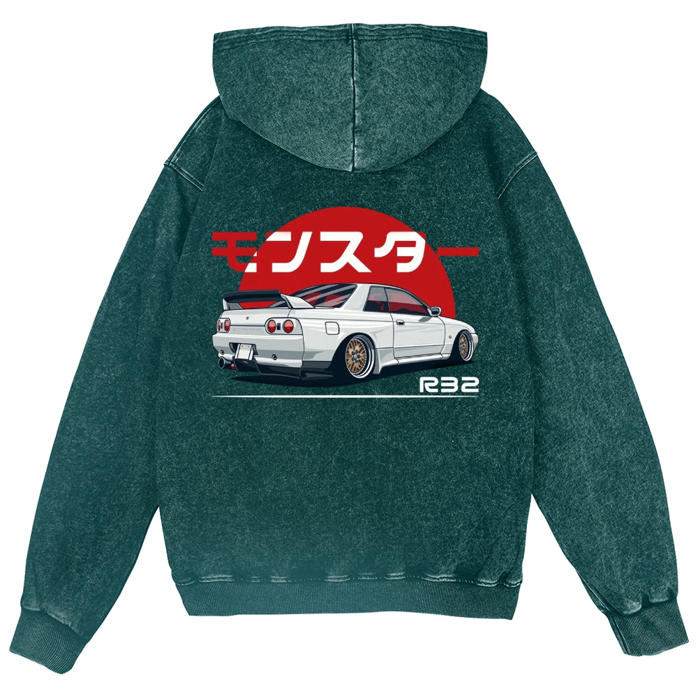 Car Vintage Wash Zip Hoodie