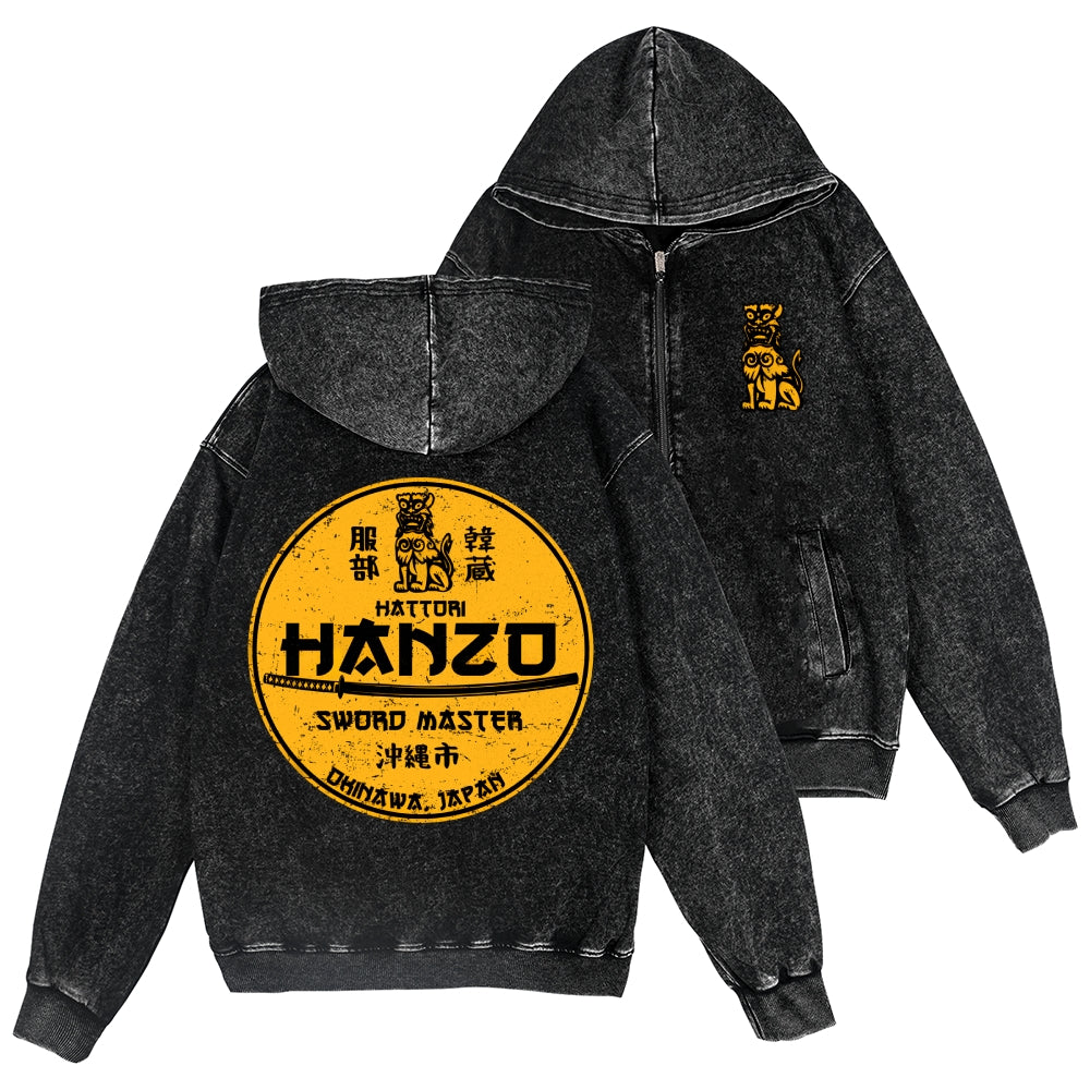 Hattori Hanzo Vintage Wash Zip Hoodie