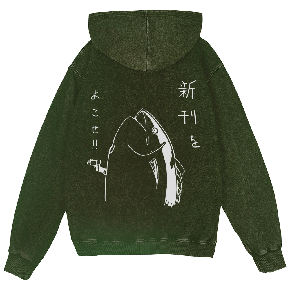 Fish Vintage Wash Zip Hoodie