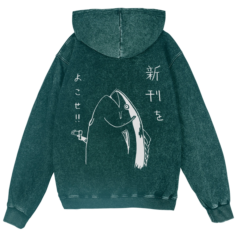 Fish Vintage Wash Zip Hoodie