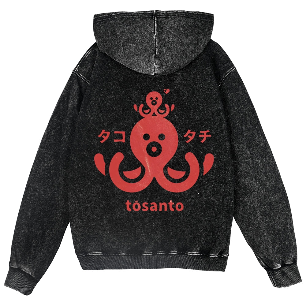 Octopus Vintage Wash Zip Hoodie