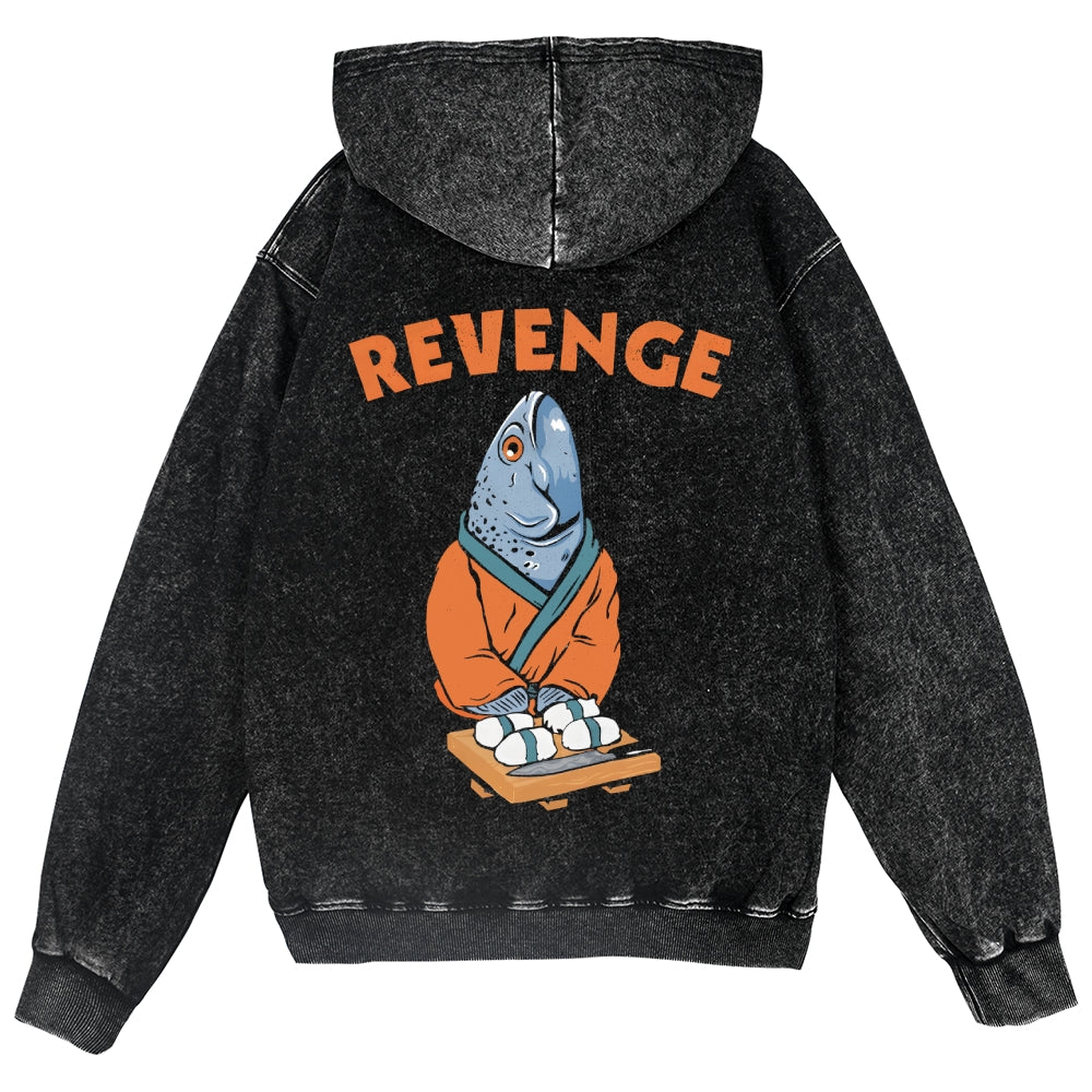 Revenge Fish Vintage Wash Zip Hoodie