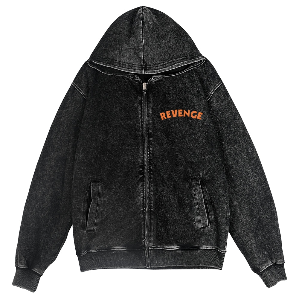 Revenge Fish Vintage Wash Zip Hoodie