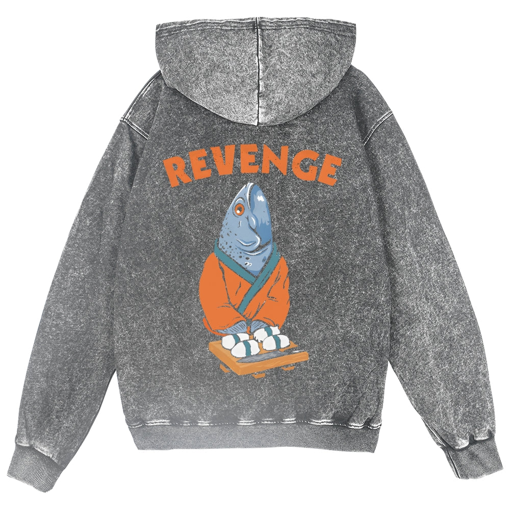 Revenge Fish Vintage Wash Zip Hoodie