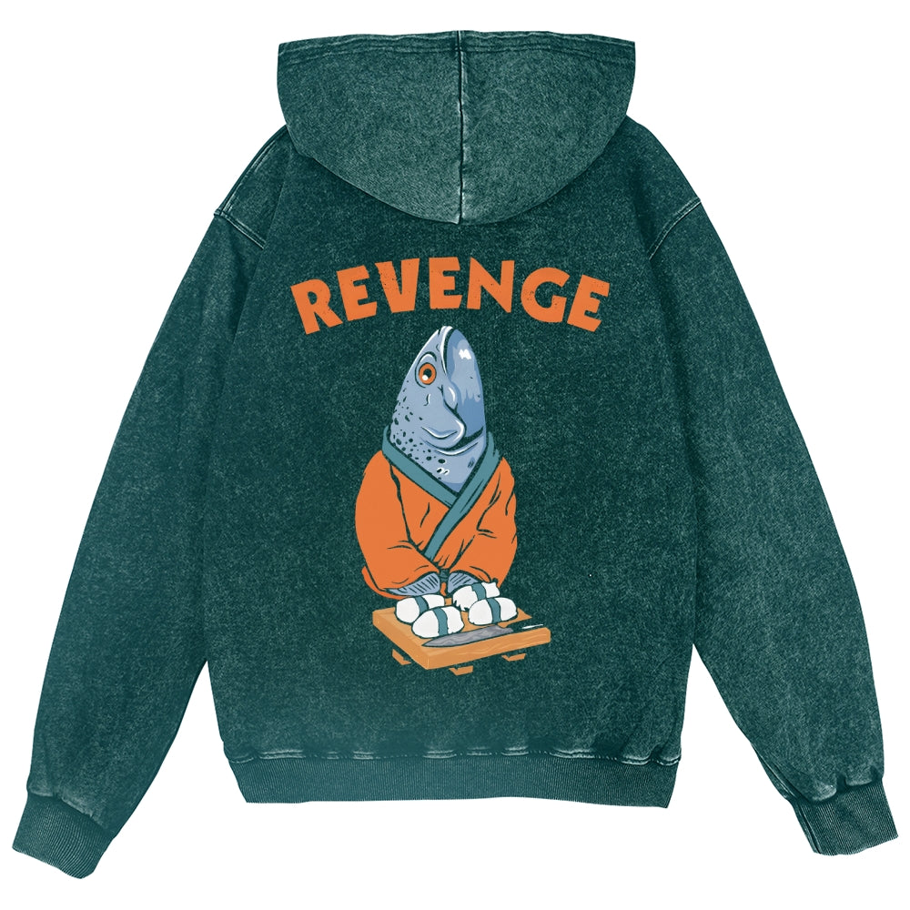 Revenge Fish Vintage Wash Zip Hoodie